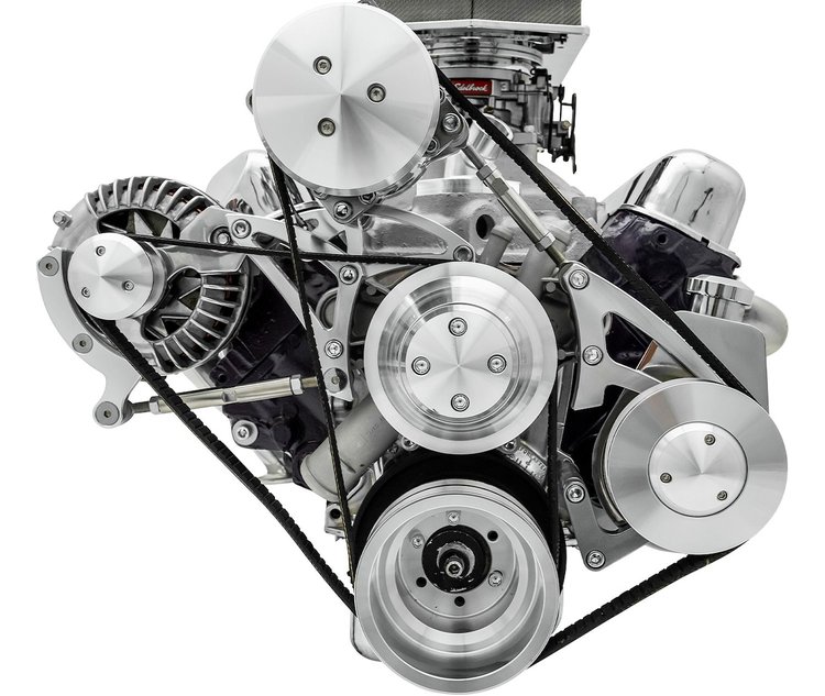 Deluxe High Water Flow Serpentine Pulley Kit, SB-Chrysler 318-360 with A/C and Saginaw Keyway Power Steering Pump