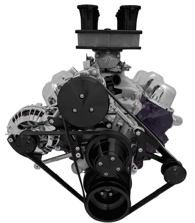 40425-08 Small Block Chrysler Serpentine Conversion - AC & ALT - Black