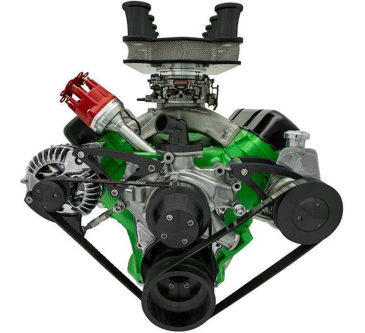 40535-08 Big Block Chrysler Serpentine Conversion; 440; PS & ALT; Saginaw-Press; Black