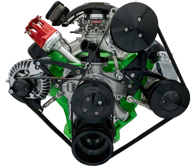 40540-08 Big Block Chrysler Serpentine Conversion - 383 - AC & PS - Saginaw-Key - Black