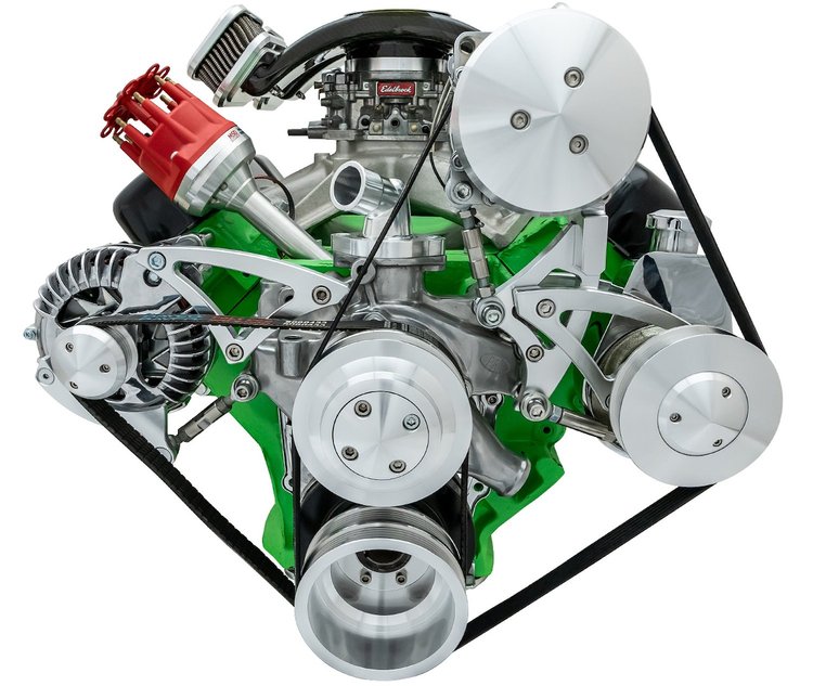 Deluxe High Water Flow Serpentine Pulley Kit BB-Chrysler 383-400 with A/C and Saginaw Keyway Power Steering Pump