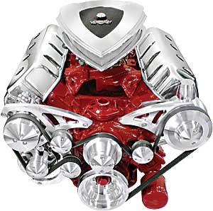 Serpentine Conversion Kit Alternator, A/C, Water Pump, Saginaw Keyway P/S