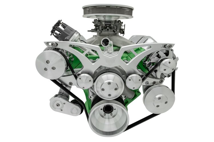 40745-06 Big Block Chrysler Style Track Serpentine System - AC & PS - Chrome