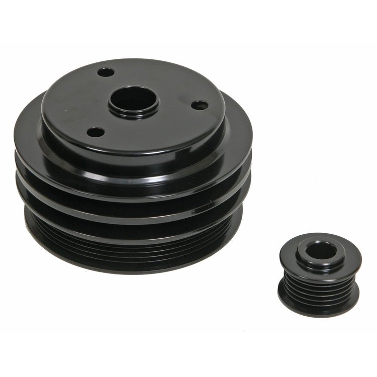 4415-08 Small Block Chevy Serpentine Pulley Kit - '85-87 - Black
