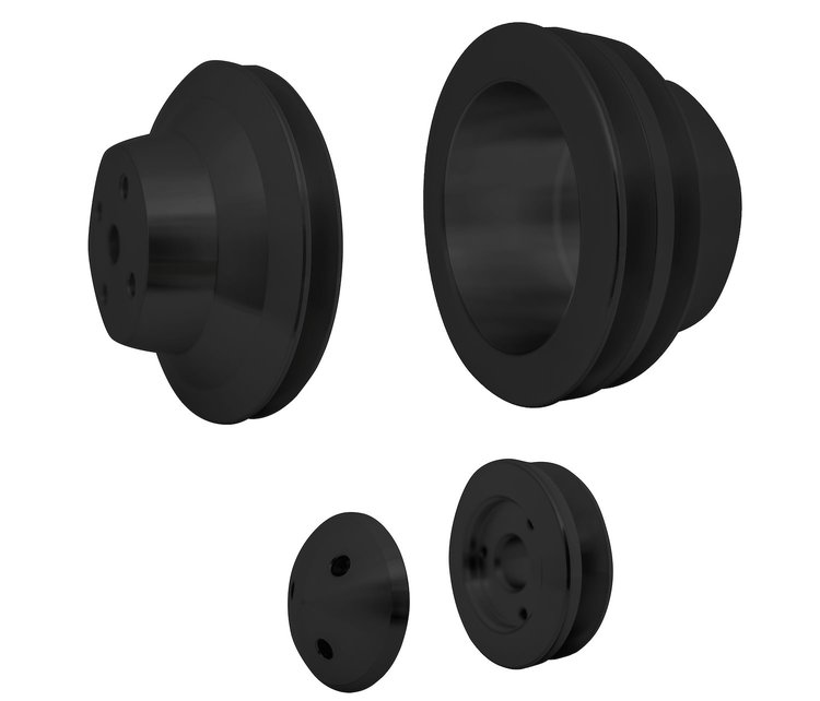 6070-08 Small Block Chevy Pulle Kit - V-Belt - LWP - 2V - Black