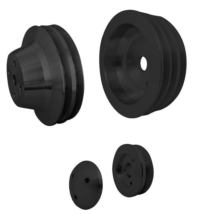 6090-08 Small Block Chevy Pulley Kit - LWP - 3V - Black