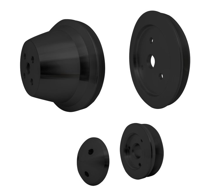 6110-08 Small Block Chevy High Flow Pulley Kit - SWP - 1V - Black