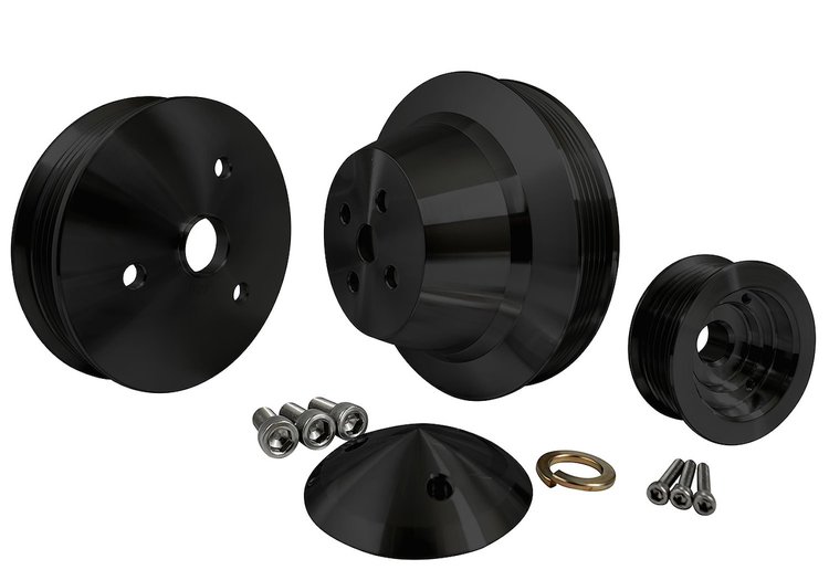 6210-08 Small Block Chevy Serpentine Pulley Kit - 1V - Black