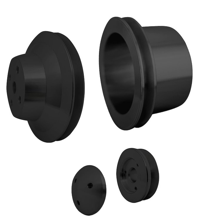 7005-08 Big Block Chevy V-Belt Pulley Kit - 1V - LWP - Black