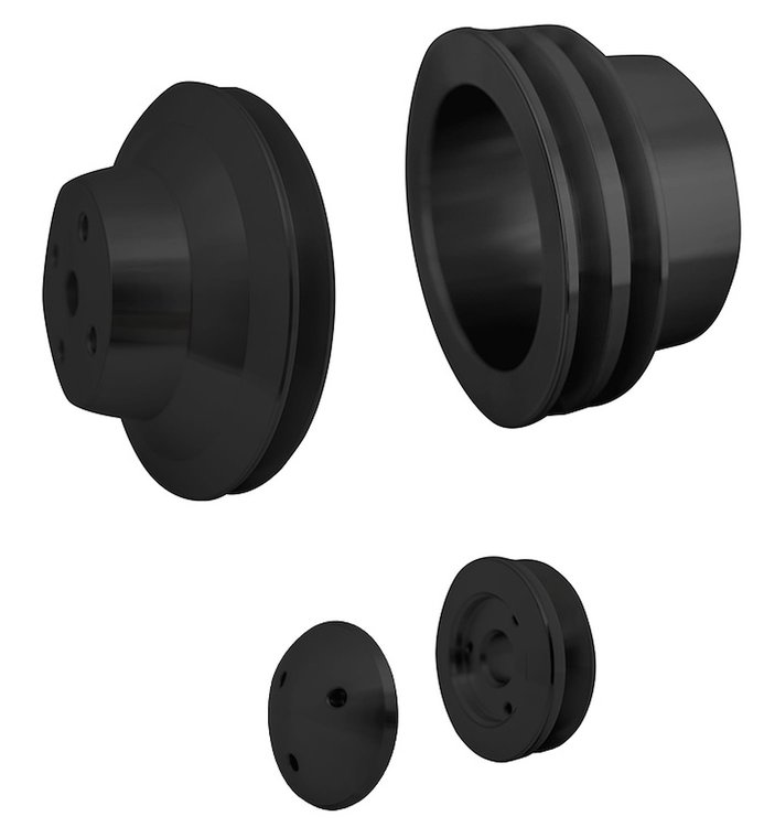 7015-08 Big Block Chevy V-Belt Crankshaft Pulley - 2V - LWP - Black