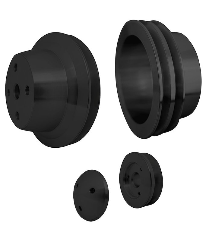 7115-08 Big Block Chevy High Flow V-Belt Pulley Kit - 2V - LWP - Black