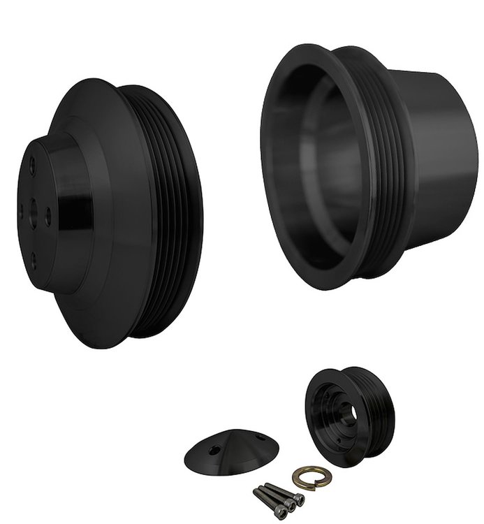 7210-08 Big Block Chevy Serpentine Pulley Kit - LWP - 1V - Black