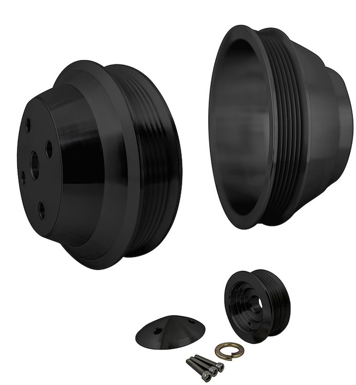 7310-08 Big Block Chevy High Flow Serpentine Pulley Kit - LWP - 1V - Black