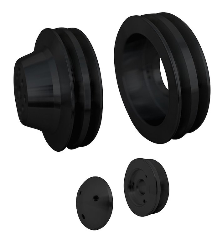 7530-08 Big Block Chevy V-Belt Pulley Kit - SWP - 2V - Black