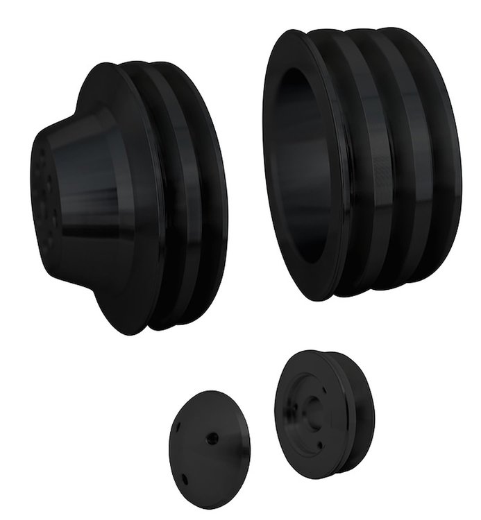 7550-08 Big Block Chevy V-Belt Pulley Kit - SWP - 3V - Black
