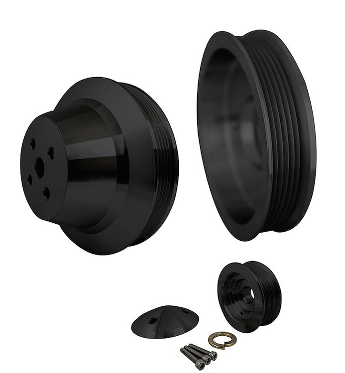Serpentine Conversion Pulley Set - Performance Ratio Big Block Chevy [Black Powdercoated]