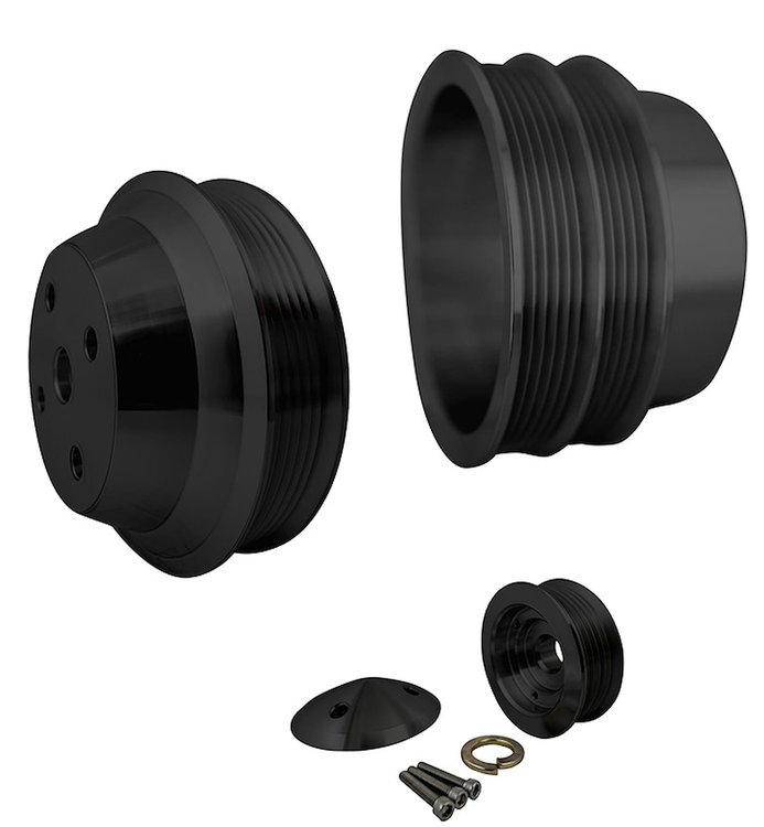 7640-08 Big Block Chevy Serpentine Pulley Kit - LWP - 2V - Black
