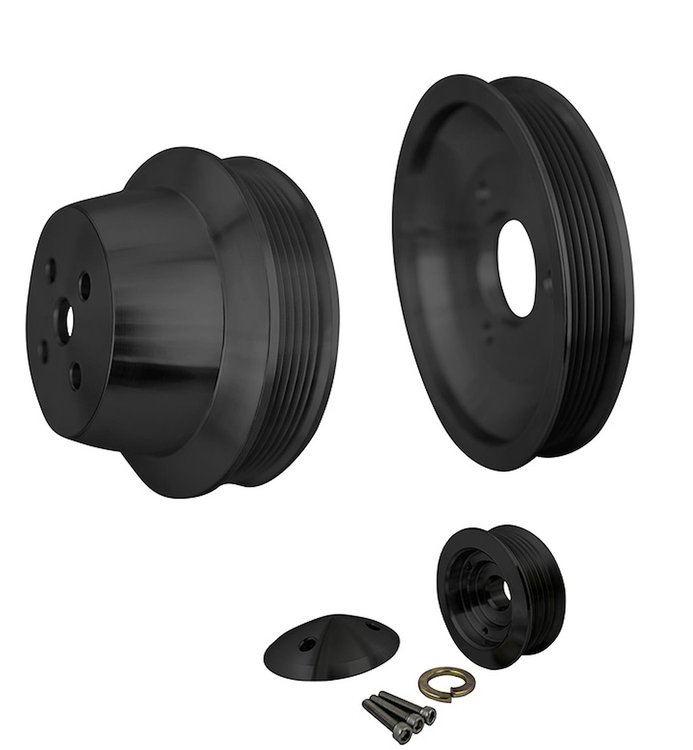 7670-08 Big Block Chevy High Flow Serpentine Pulley Kit - SWP - 1V - Black