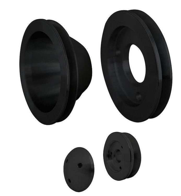 7710-08 Big Block Chevy High Flow V-Belt Pulley Kit - SWP - 1V - Black