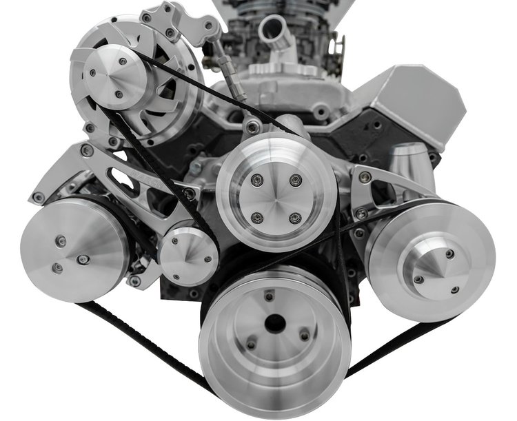 BA22072 Small Block Chevy Serpentine Pulley Kit - Billet Accessories - AC & PS - 7176