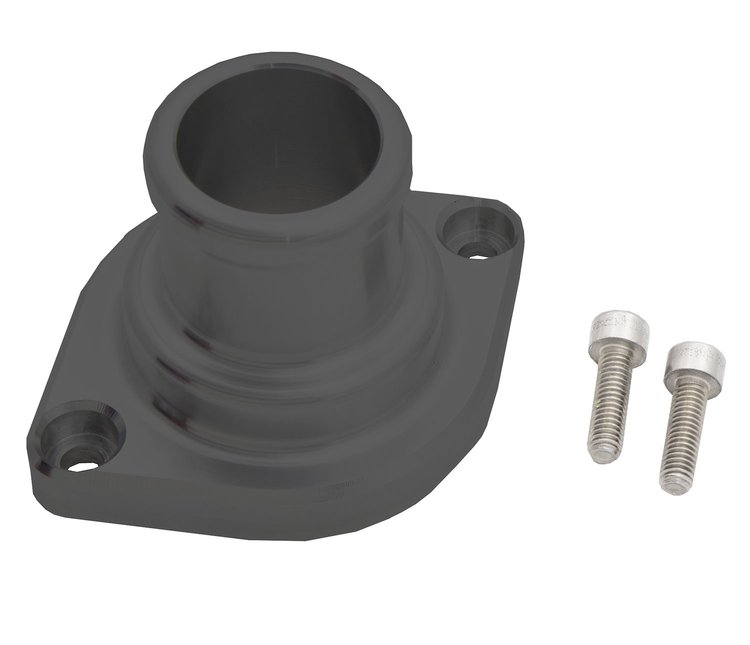 BTH-211-08 Water Neck, Chevy LS Engine, Straight, One Piece, Billet, Black
