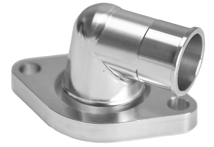 BTH-212-05 Water Neck, Chevy LS Engine, 90-Degree, Two-Piece, Billet, Polished