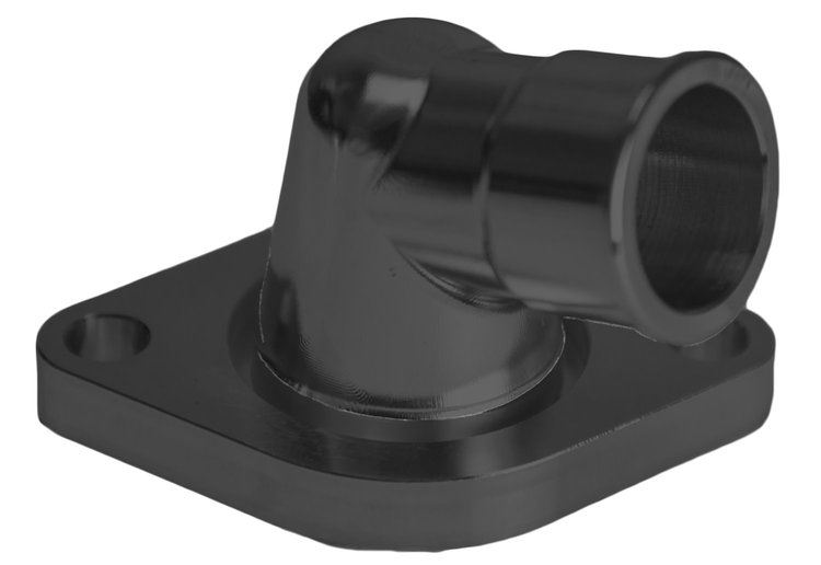 BTH-214-08 Water Neck, Chevy LS Engine, 15-Degree, Two-Piece, Billet, Black