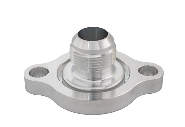BTH-215-05 Water Neck, Chevy LS Engine, Straight, Two-Piece, Billet, -16AN, Polished