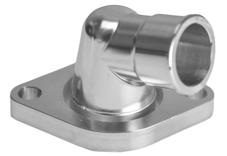 BTH-334 Water Neck Thermostat Housing, Big Block Ford 429/460, Ford 351 Cleveland Billet, 75-Degree, O-Ring, Clearcoat