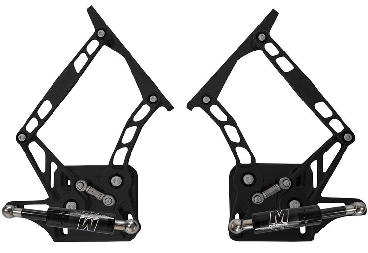 HH65MC-S-08 1965 Mercury Comet Billet Hood Hinges, Stainless Steel Gas Struts, Black Finish, Steel Hood