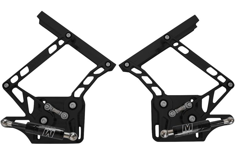 HH70MCG-S-08 1967-1970 Mercury Cougar Billet Hood Hinges, Gen I, Stainless Steel Gas Struts, Black Finish, Steel Hood