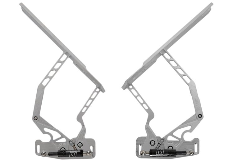 HH72CE-S-05 1968-1972 Chevy Chevelle & El Camino Billet Hood Hinges, Gen II, Stainless Gas Struts, Polished Finish, Steel Hood