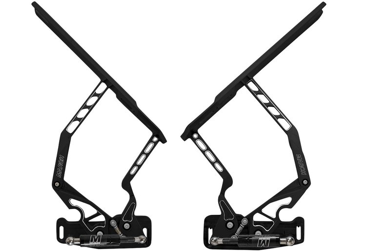 HH72CE-S-07 1968-1972 Chevy Chevelle/El Camino Billet Hood Hinges, Gen II, Stainless Gas Struts, Black Onyx Finish, Steel Hood
