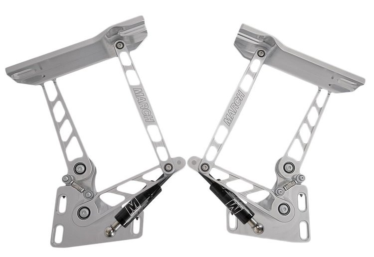 HH72CK-F 1967-1972 Chevy C10 Truck Billet Hood Hinges, Gen II, Stainless Steel Gas Struts, Clear Coat Finish, Fiberglass Hood