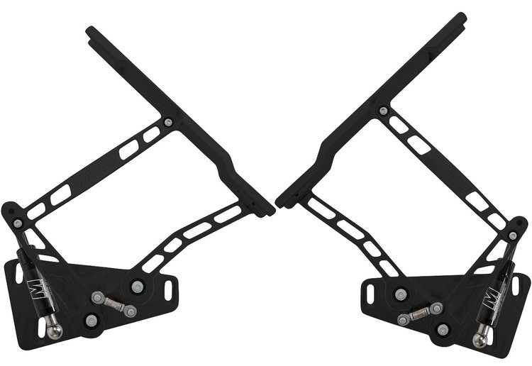 HH80CK-F-08 1973-1980 Chevy C10 Truck Billet Hood Hinges, Gen III, Stainless Steel Gas Struts, Black Finish, Fiberglass Hood