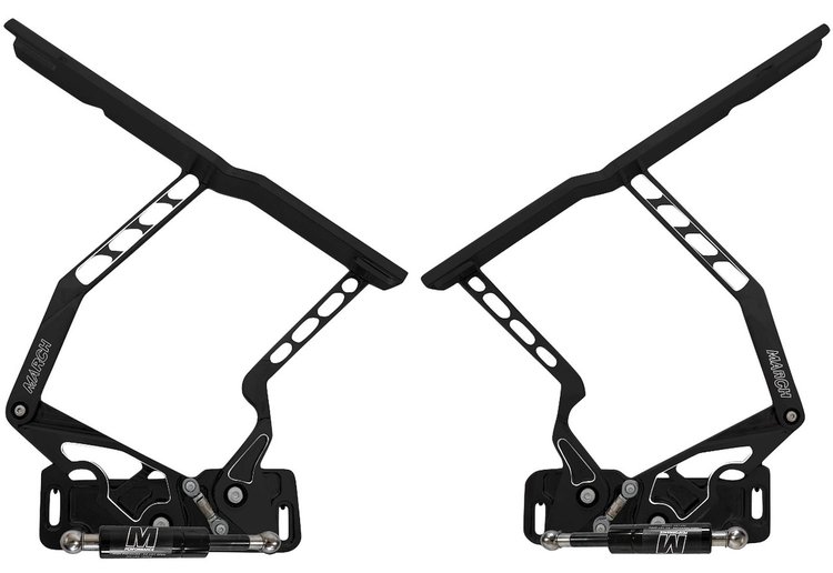 HH81C-S-07 1970-1981 Chevy Camaro Billet Hood Hinges, Gen II, Stainless Steel Gas Struts, Black Onyx Finish, Steel Hood