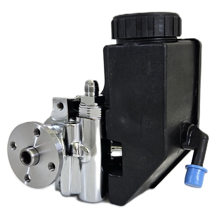 P2343-06 Ultra Series Power Steering Pump, GM Type II/ Saginaw TC Series with Integral Black Plastic Reservoir, Chrome Finish