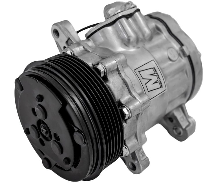 P2412-04 Ultra Series Sanden 7176/SD-7 Air Conditioning Compressor, Cast Finish, Aluminum, 6-Groove Serpentine Clutch, R-134A