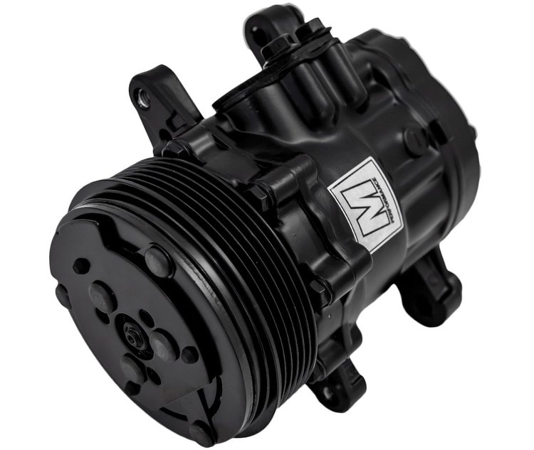 P2412-08 Ultra Series Sanden 7176/SD-7 Air Conditioning Compressor, Black Finish, Aluminum, 6-Groove Serpentine Clutch, R-134A