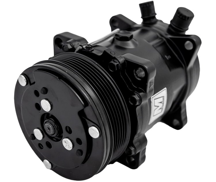 P2413-08 Ultra Series Sanden 508 Air Conditioning Compressor, Black Finish, Aluminum, 6-Groove Serpentine Clutch, R-134a