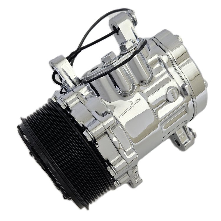 P2414-06 Ultra Series Sanden 7176/SD-7 Air Conditioning Compressor, Chrome Finish, Aluminum, 8-Groove Serpentine Clutch, R-134A