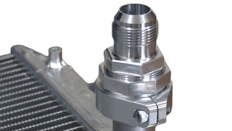 RAD20-200 Weld Free 20AN Compression Fitting; Fits 1.85-2.0"; Clearcoat; Billet