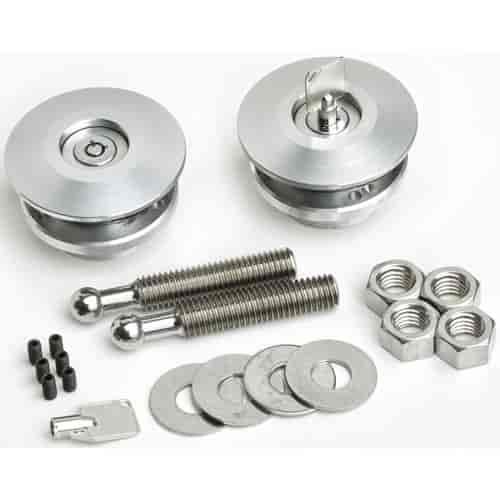 Lockable Low-Profile Hood Pin Set Anodized Clear 2.5" Diameter
