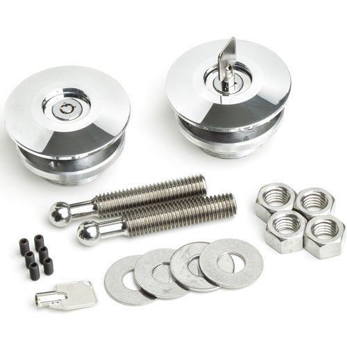 Lockable Low-Profile Hood Pin Set Polished 2.5" Diameter