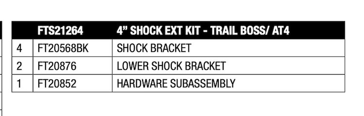 FTS21264 Shock Extension Fits Select Chevy Silverado 1500; GMC Sierra 1500