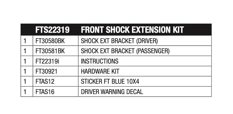 FTS22319 Shock Extension Bracket for 2017-2020 Ford F-250 Super-Duty, 2017-2020 Ford F-350 Super-Duty