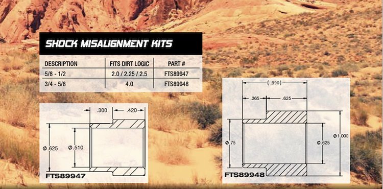 FTS89948 Shock Misalignment Kit, For Dirt Logic 4.0 Series Shock Absorbers