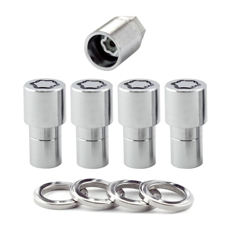 22140 Locking Lug Nuts, Chrome Long .950" Shank 1/2-20 Thread 13/16" Hex Size