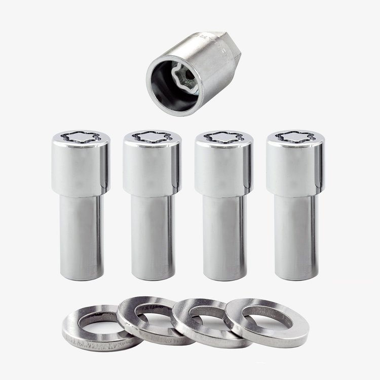 23181 Locking Lug Nuts, Chrome Extra-Long 1.365" Shank 1/2-20 Thread 13/16" Hex Size