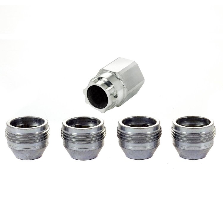 24019 Locking Lug Nuts, Chrome Cone Seat-Open End Style Thread Size: M14 x 1.5 Key Hex Size: 22mm Includes 4 Lug Nuts & 1 Key